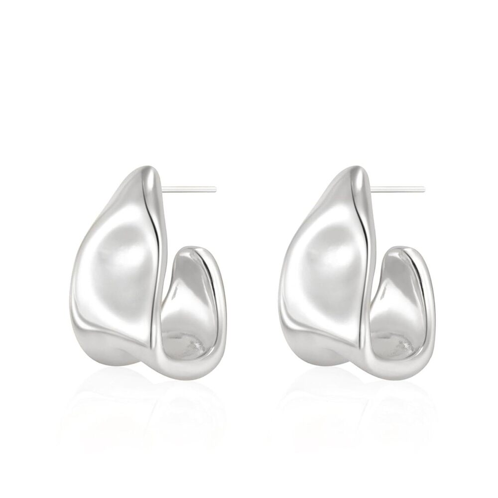 Chunky Silver Earrings for Women, 14K Silver Plated Geometric Dangle